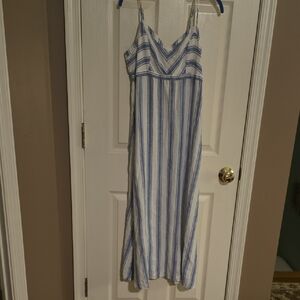 C&C California Blue and White Striped Maxi Dress